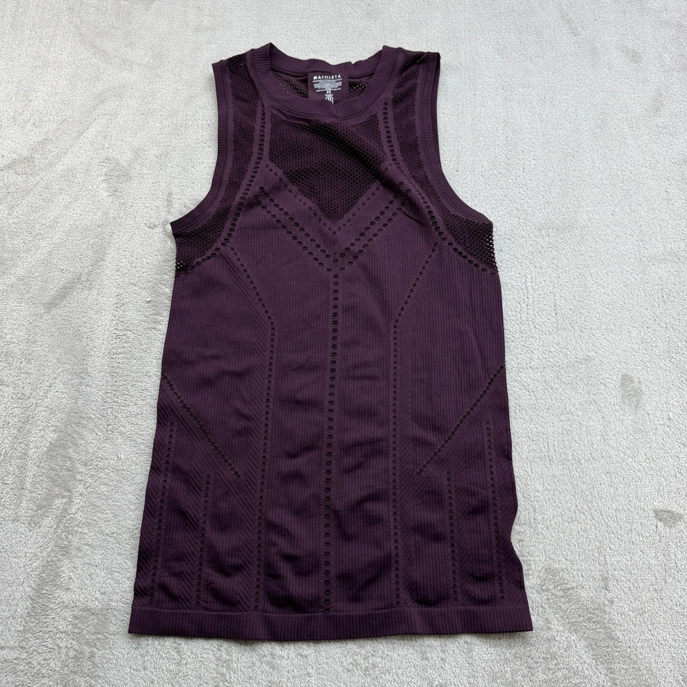 Athleta Oxygen Tank Top Women's XS Purple Seamless Mesh Ventilation Activewear